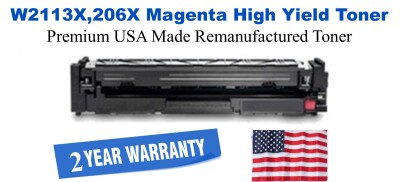 W2113X,206X High Yield Magenta Premium USA Remanufactured Brand Toner